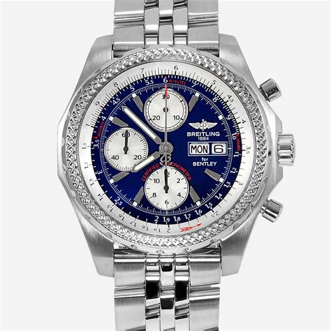 breitling bentley gt steel bracelet blue dial|breitling bentley gt for sale.